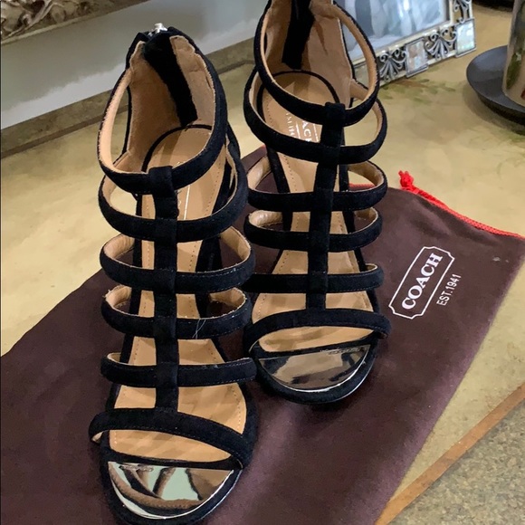❤️COACH Caged Suede Heels - Picture 2 of 6
